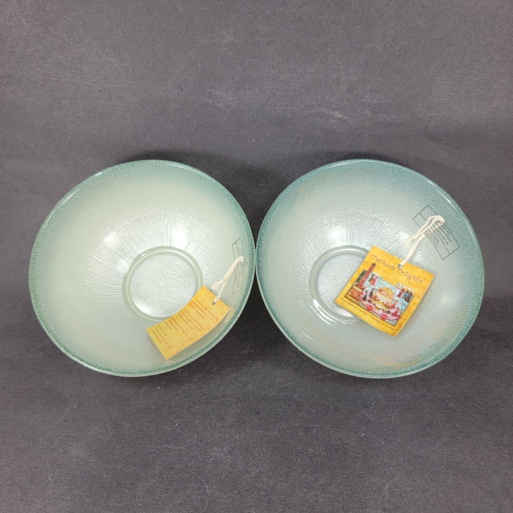 Turkish Delights Bowls Trinket Dishes Blue Silver Hand Made in Turkey Set of 2